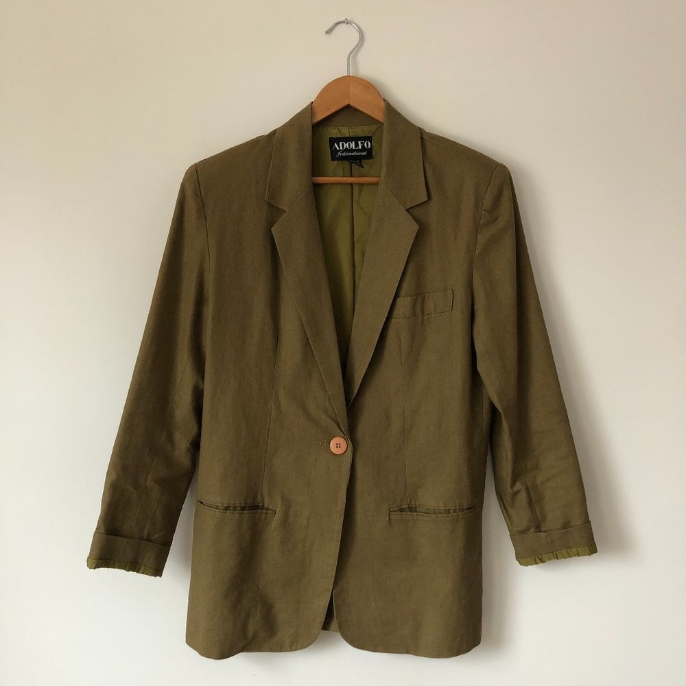 Adolfo | women's olive button up blazer
